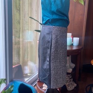 Mixed Media Genuine Leather Herringbone Pencil Office Uptown Classic GUC